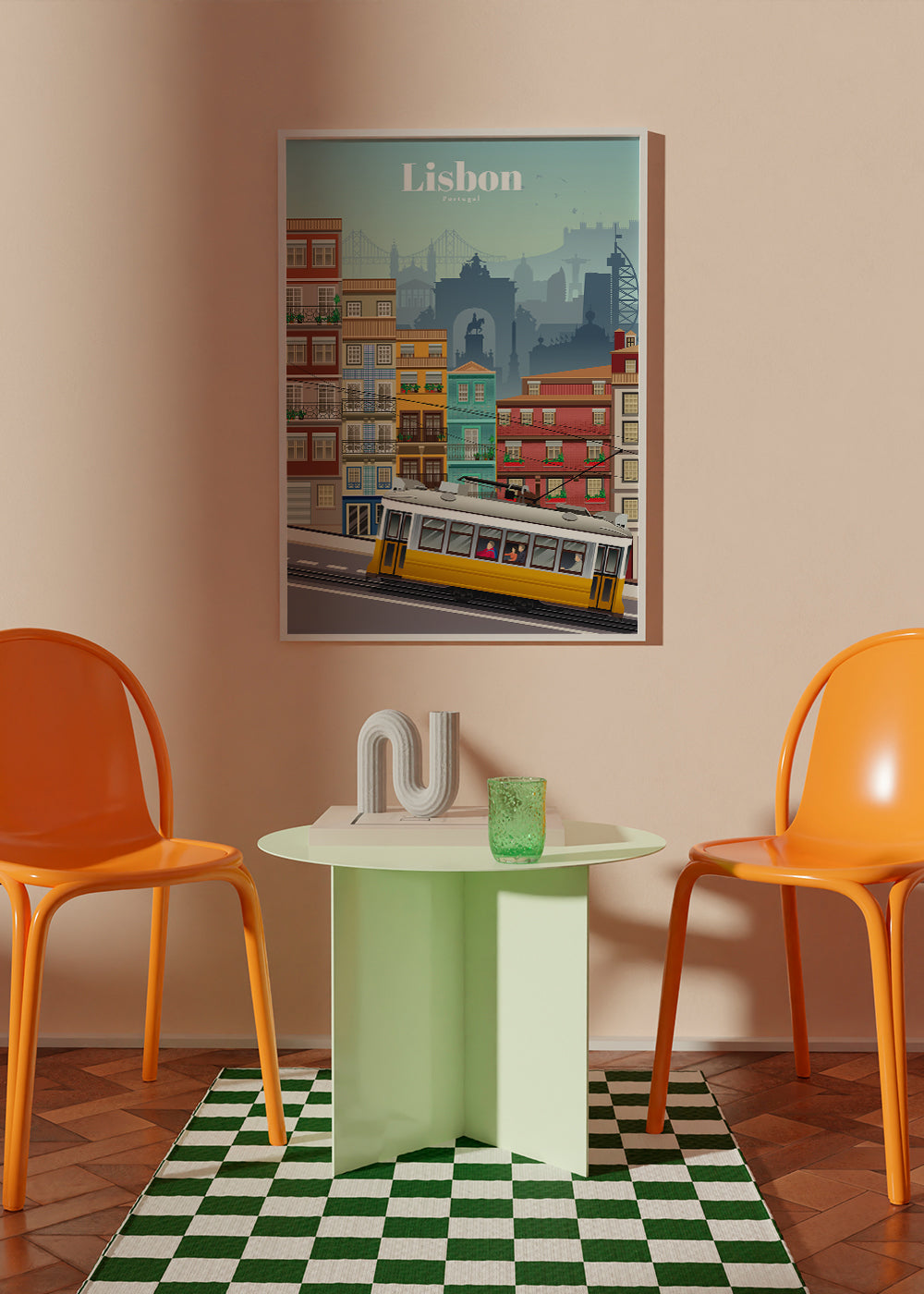Plakat podróżniczy: żółty tramwaj Lizbony