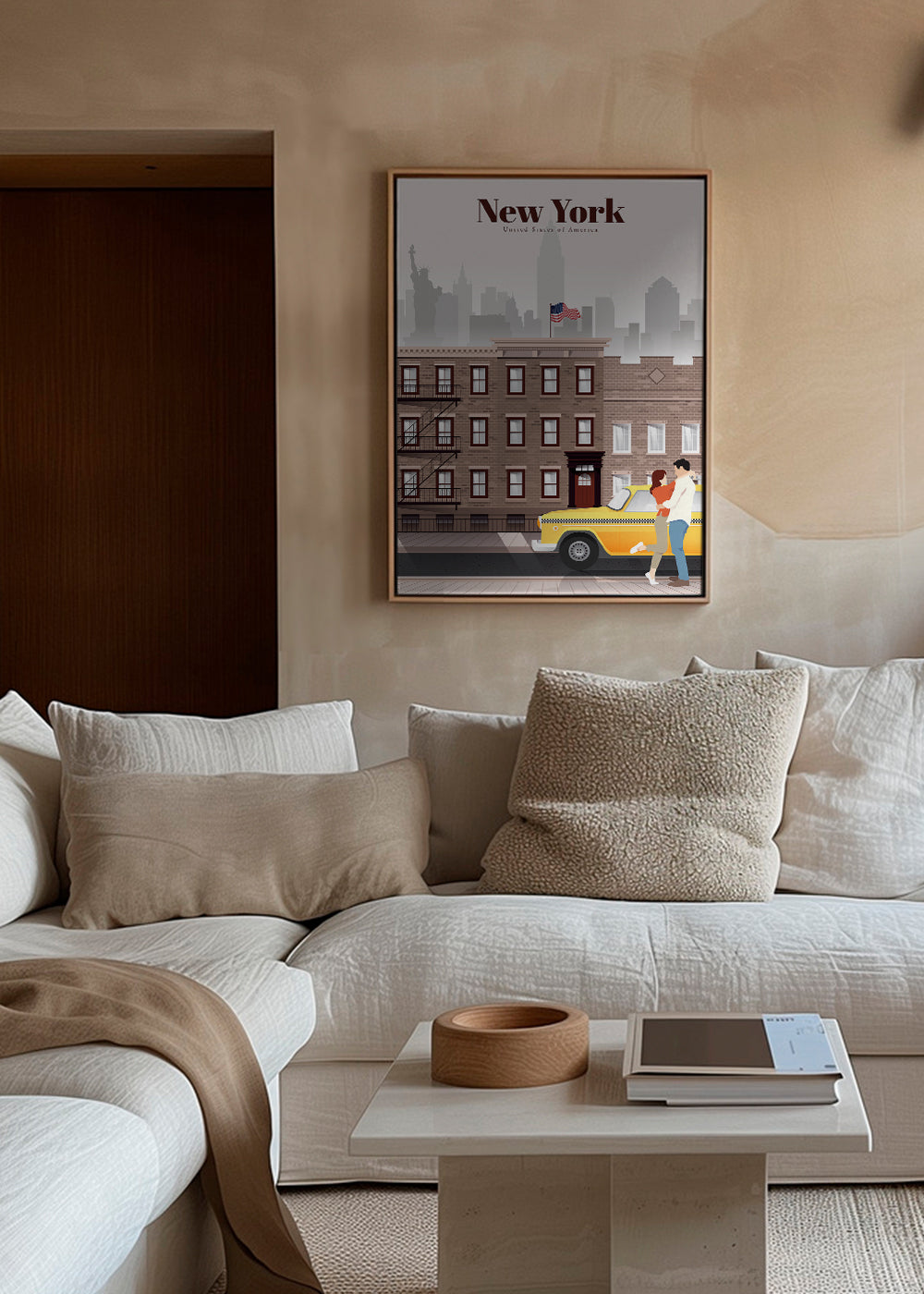 Plakat podróżniczy New York taxi para