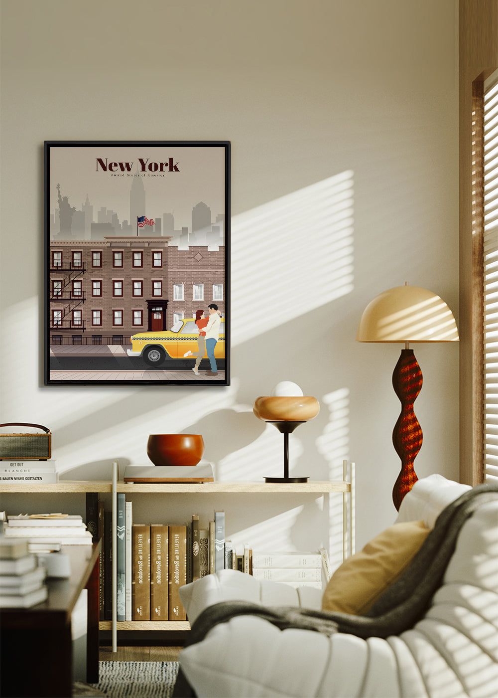 Plakat podróżniczy New York taxi para