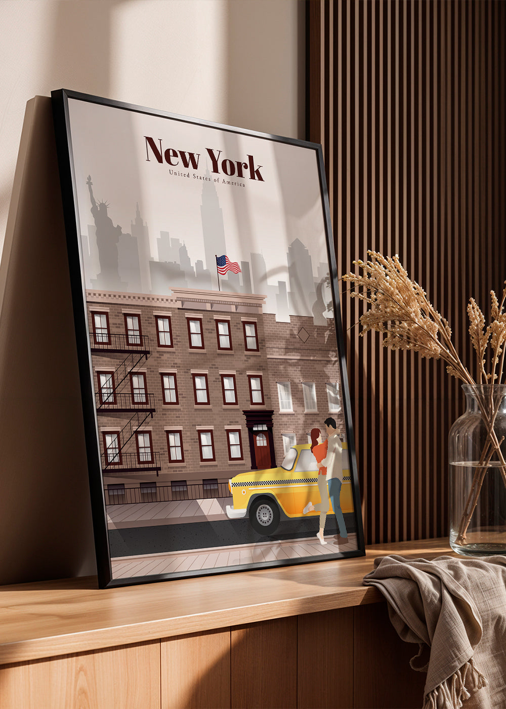Plakat podróżniczy New York taxi para