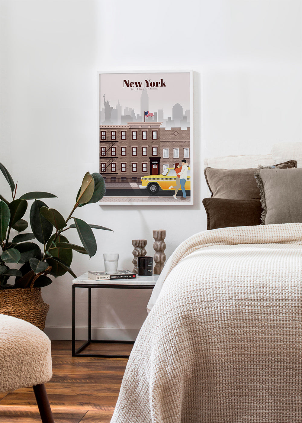 Plakat podróżniczy New York taxi para