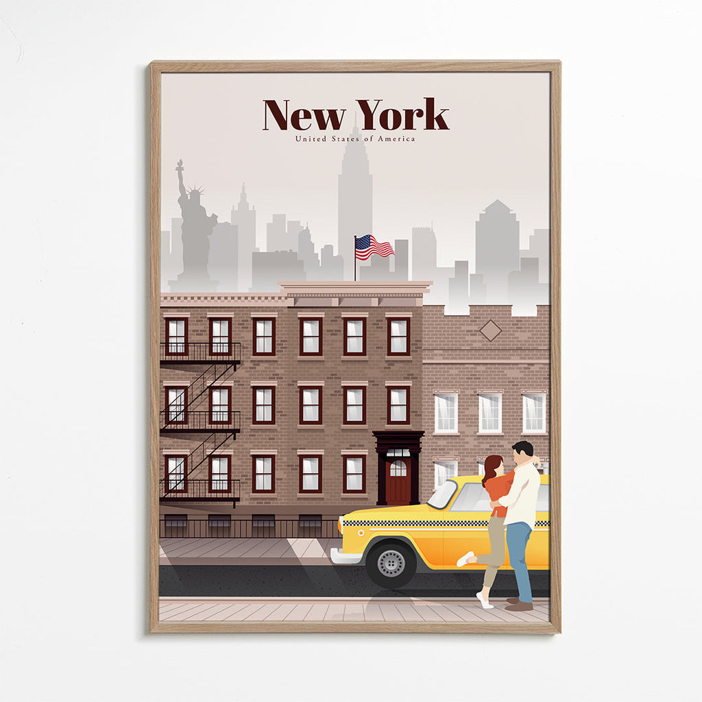 Plakat podróżniczy New York taxi para