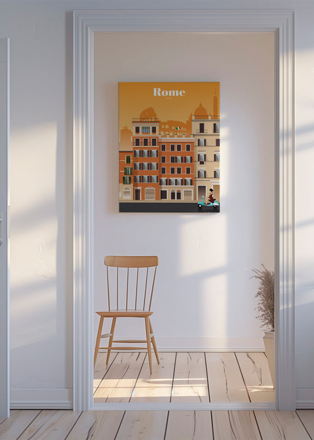 Plakat miasta Rzym w ciepłej ilustracji miejskiej
