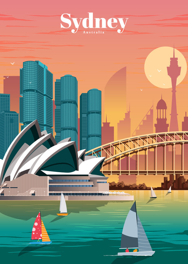 Plakat podróżniczy: panorama Sydney