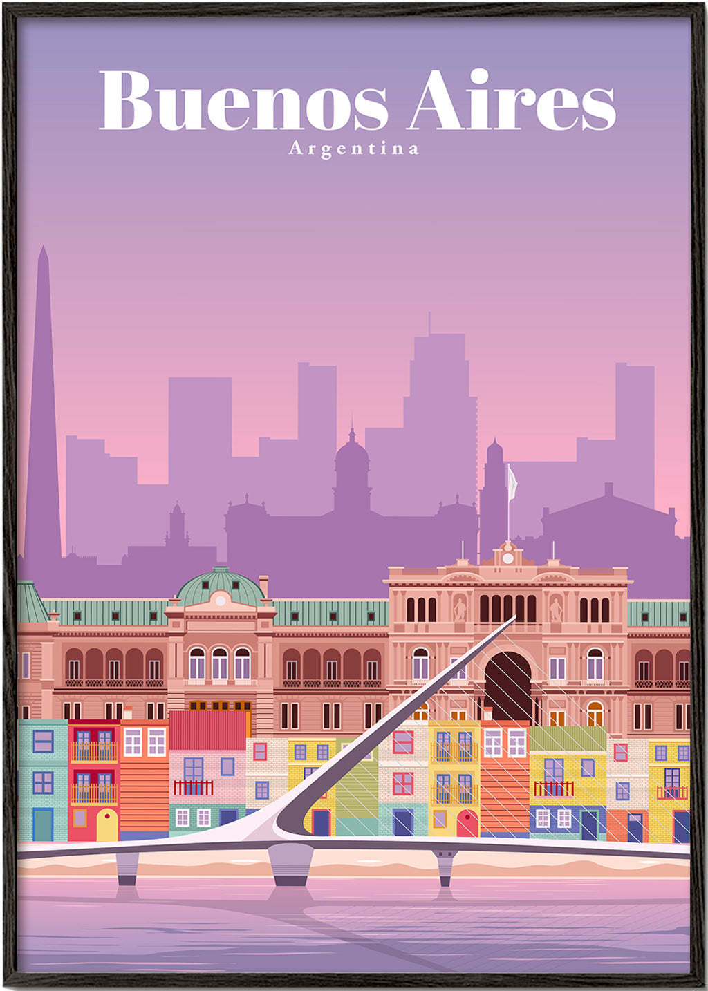 Plakat podróżniczy: Kolorowa ilustracja Buenos Aires