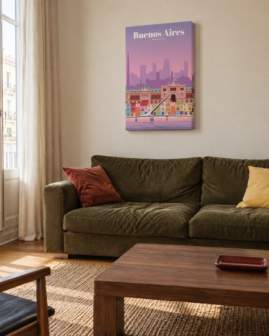 Travel to Buenos Aires - Unframed canvas in an interior