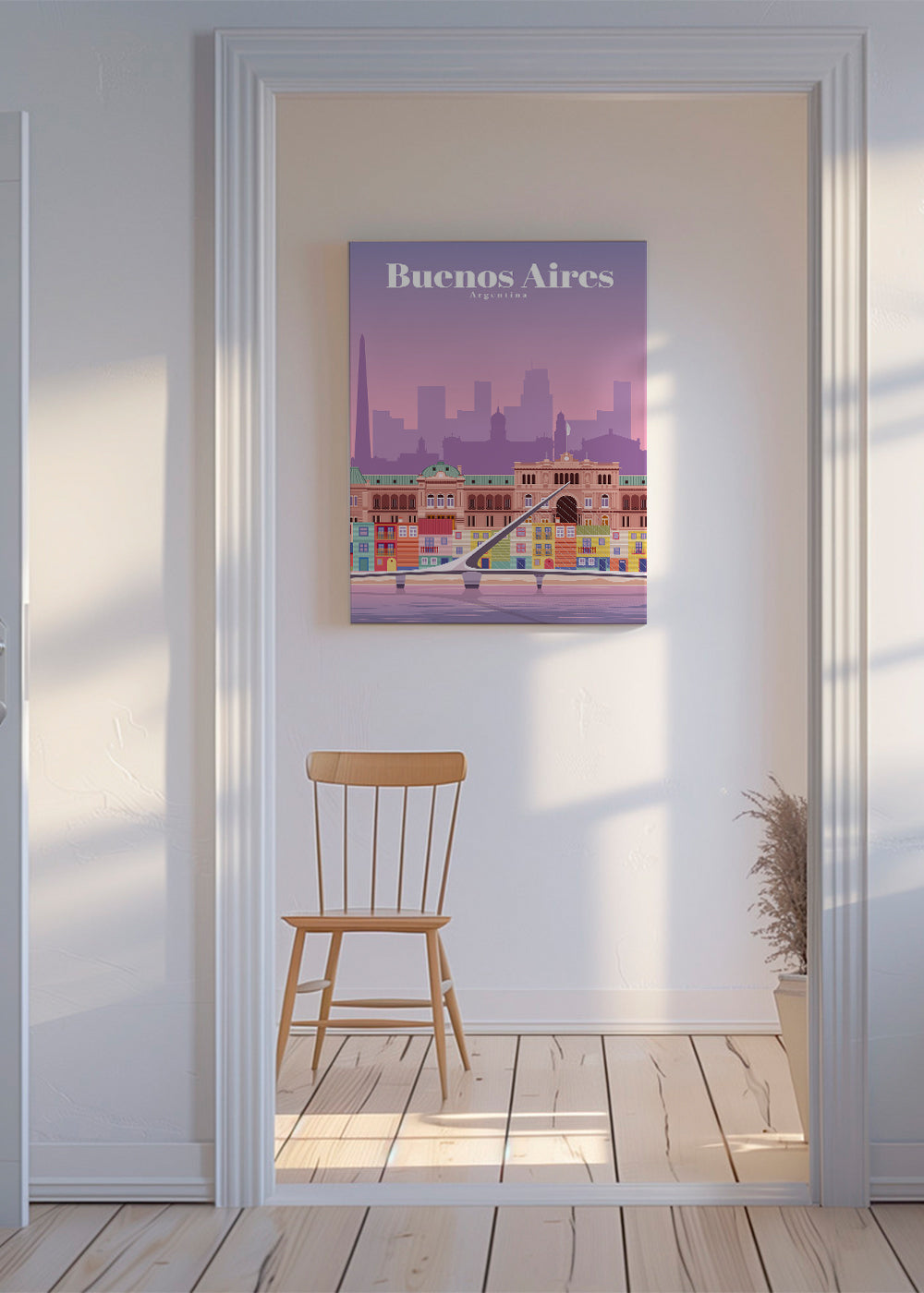 Plakat podróżniczy: Kolorowa ilustracja Buenos Aires