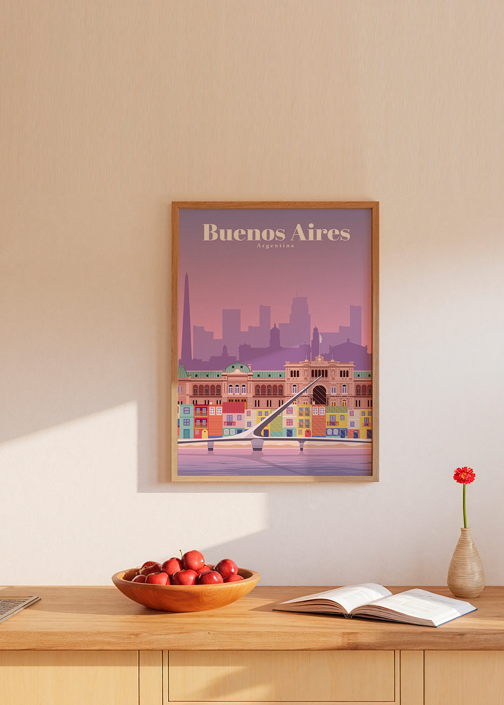 Plakat podróżniczy: Kolorowa ilustracja Buenos Aires