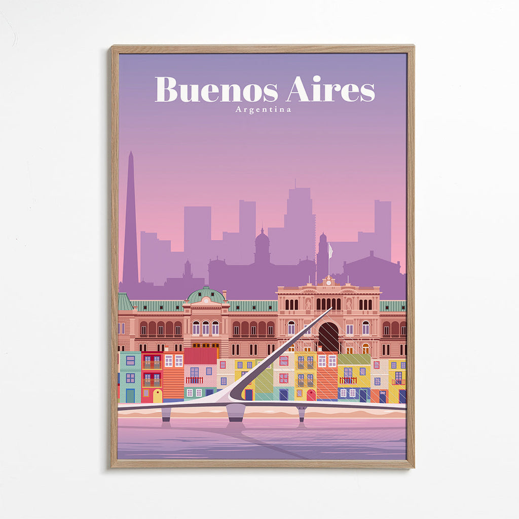 Plakat podróżniczy: Kolorowa ilustracja Buenos Aires
