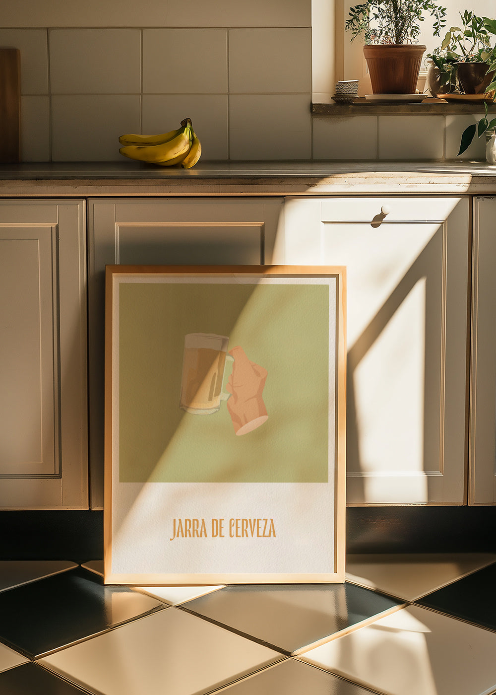Jarra de cerveza - Framed poster in an interior