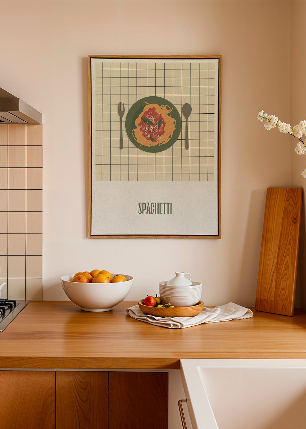 Sztuka do kuchni Spaghetti widok z góry