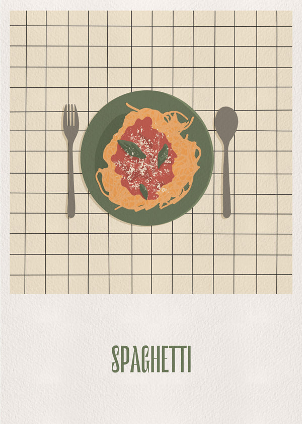 Sztuka do kuchni Spaghetti widok z góry