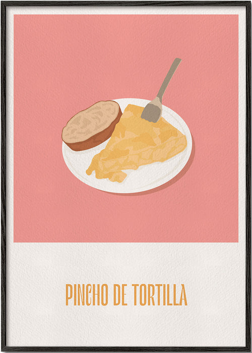 Sztuka do kuchni: pincho tortilla na różowym tle