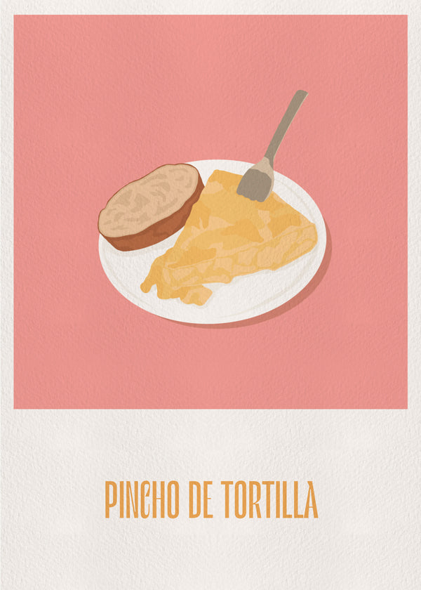 Sztuka do kuchni: pincho tortilla na różowym tle