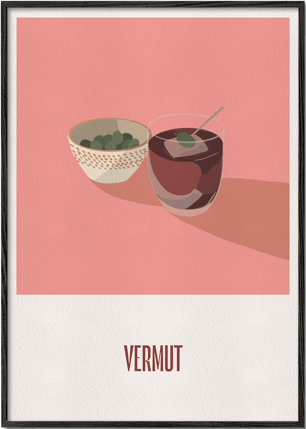 Sztuka do kuchni Vermut i oliwki ilustracja minimalna