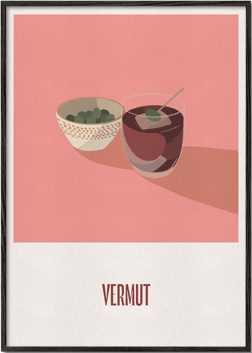 Sztuka do kuchni Vermut i oliwki ilustracja minimalna