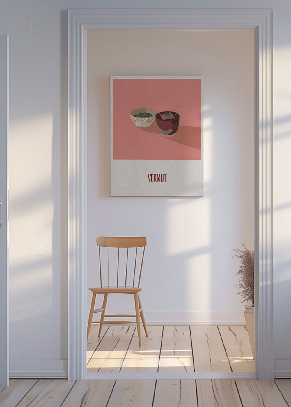 Sztuka do kuchni Vermut i oliwki ilustracja minimalna