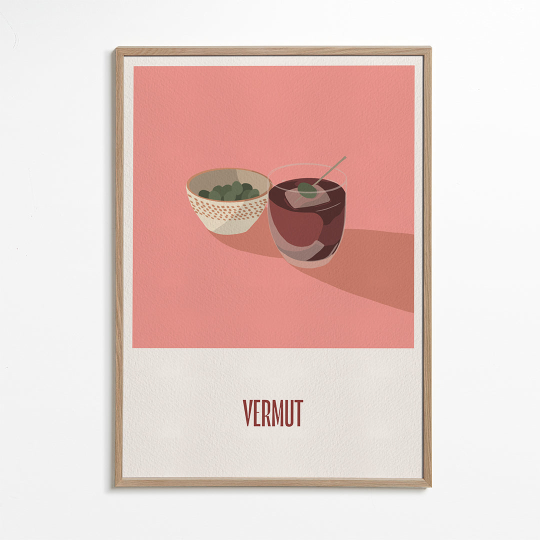 Sztuka do kuchni Vermut i oliwki ilustracja minimalna
