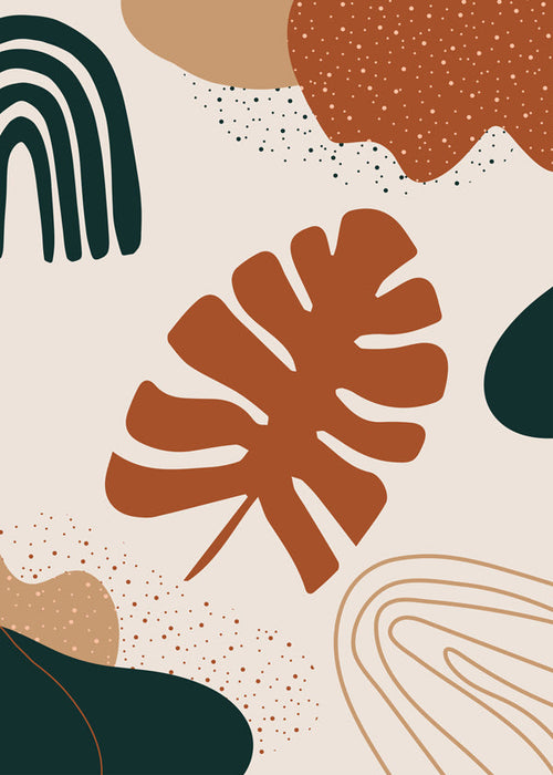 Plakat botaniczny liść terracotta