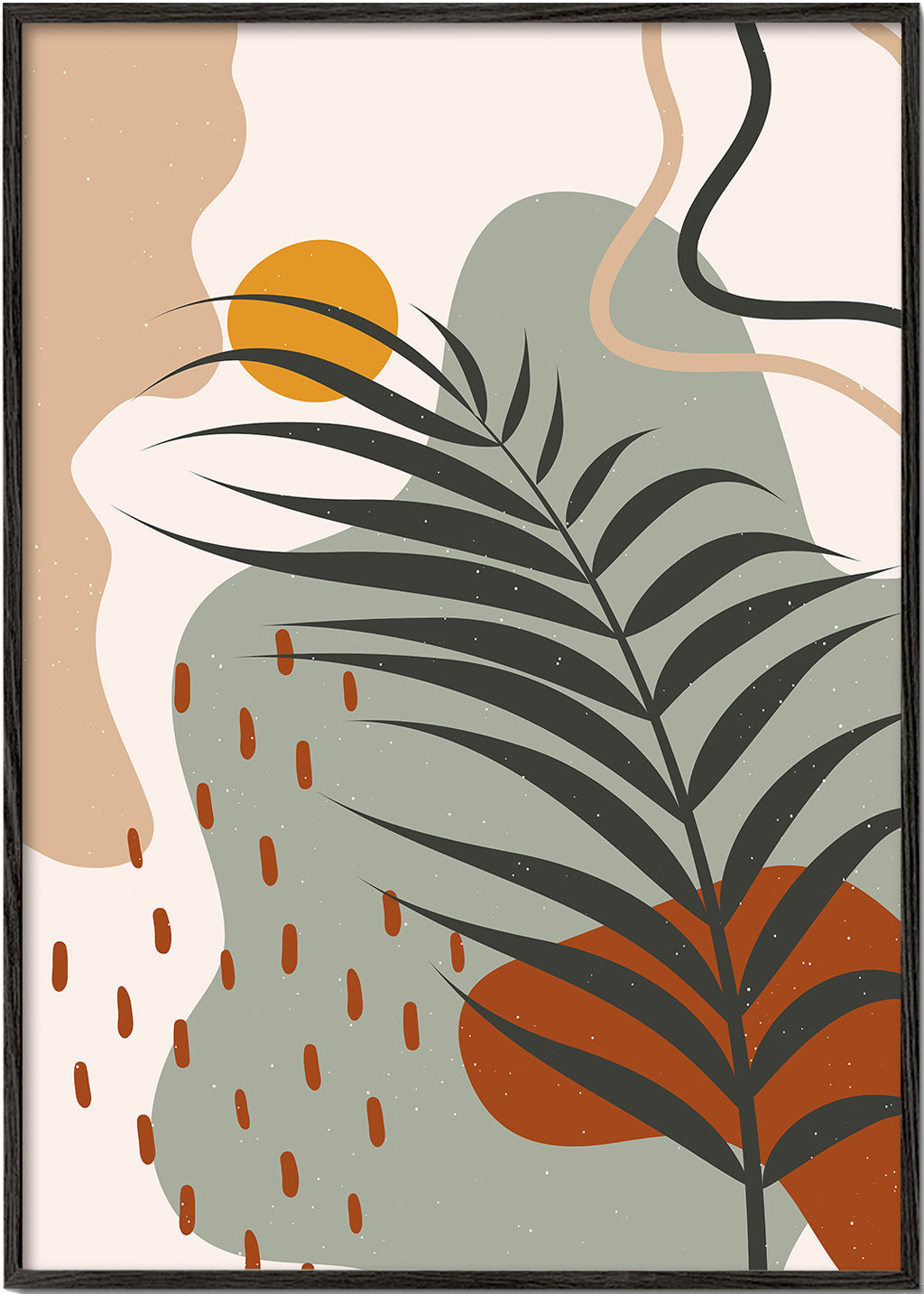 Plakat botaniczny z tropikalnym liściem minimal