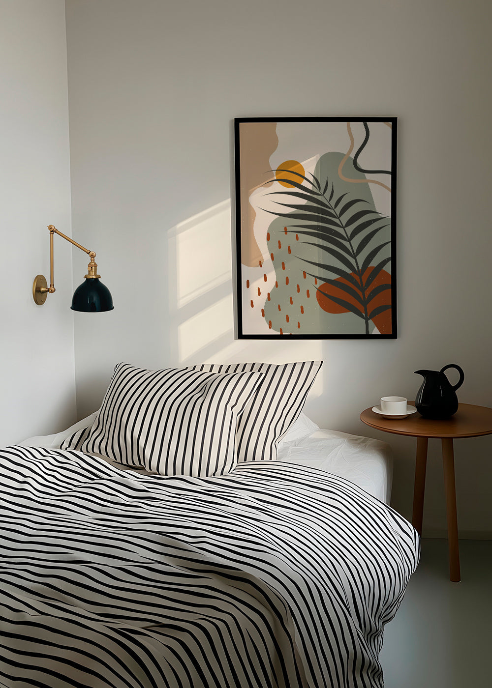 Plakat botaniczny z tropikalnym liściem minimal