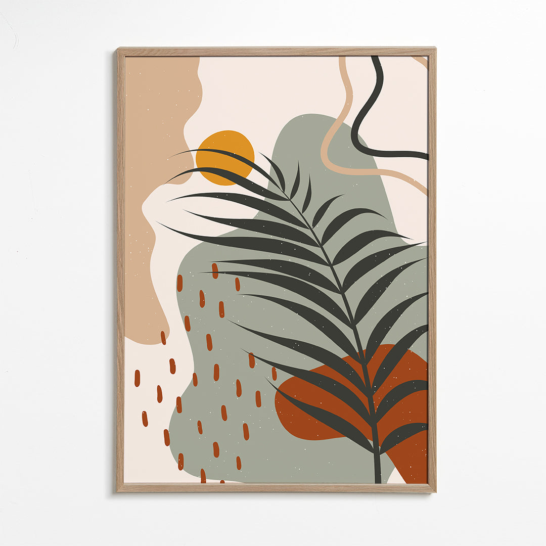 Plakat botaniczny z tropikalnym liściem minimal