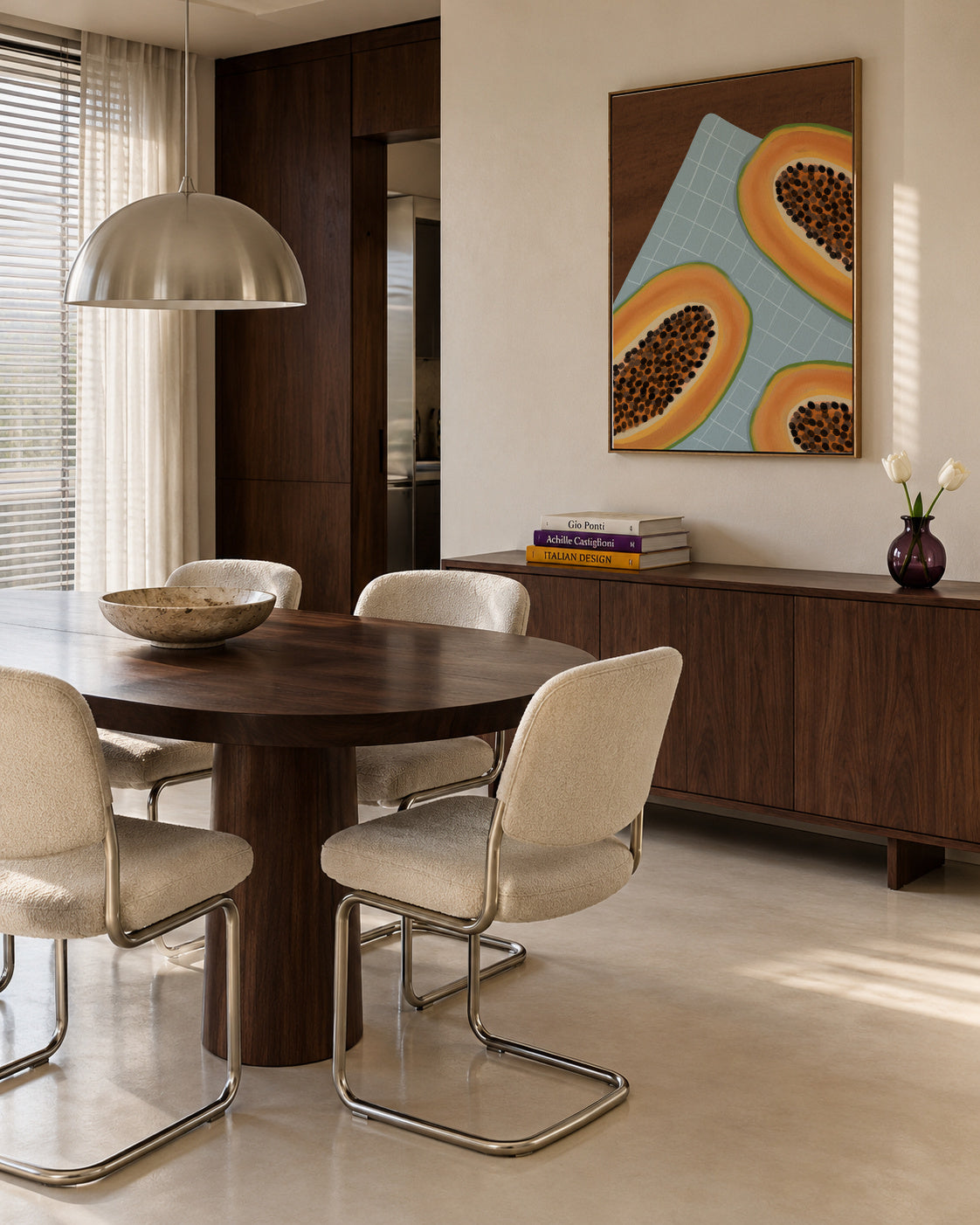 Savoring Papaya - Framed canvas in an interior