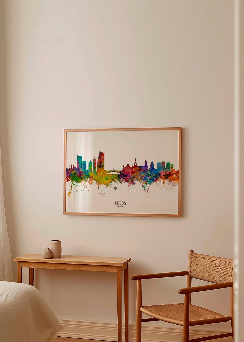Plakat podróżniczy Leeds skyline akwarela