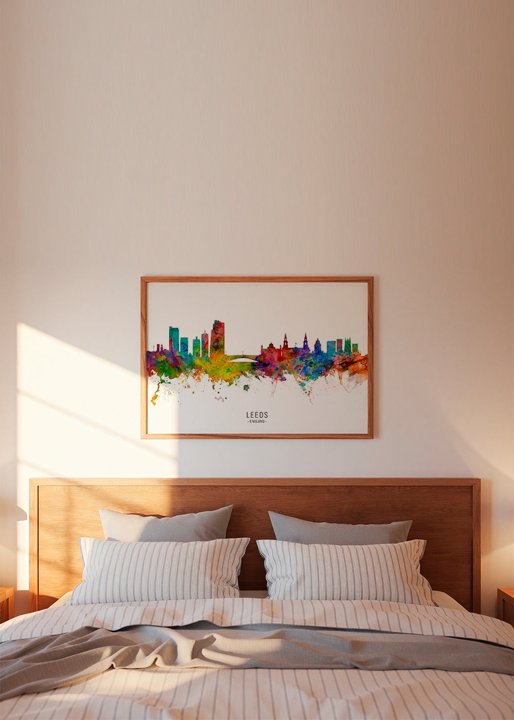 Plakat podróżniczy Leeds skyline akwarela