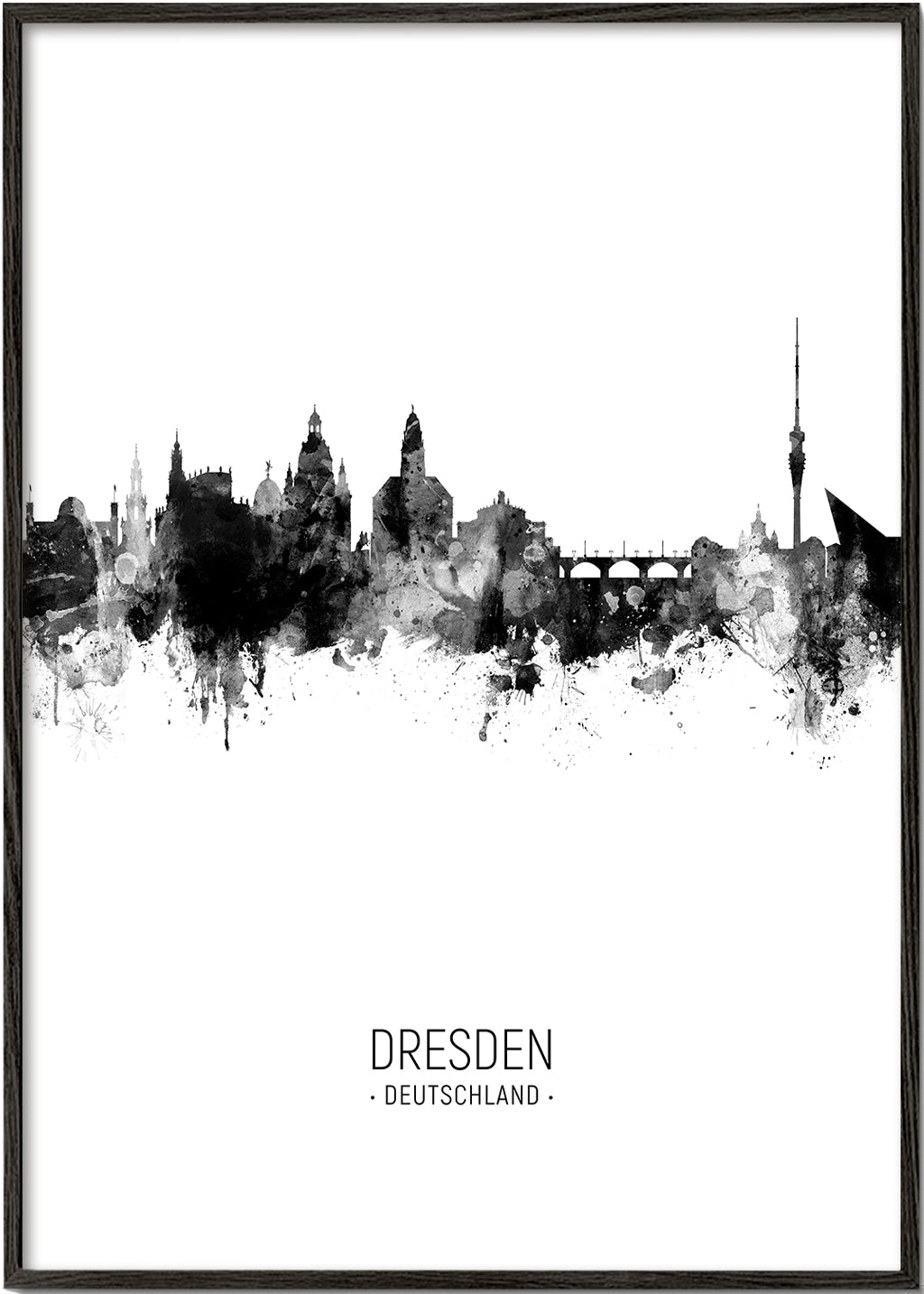 Plakat miasta Drezno w tuszu