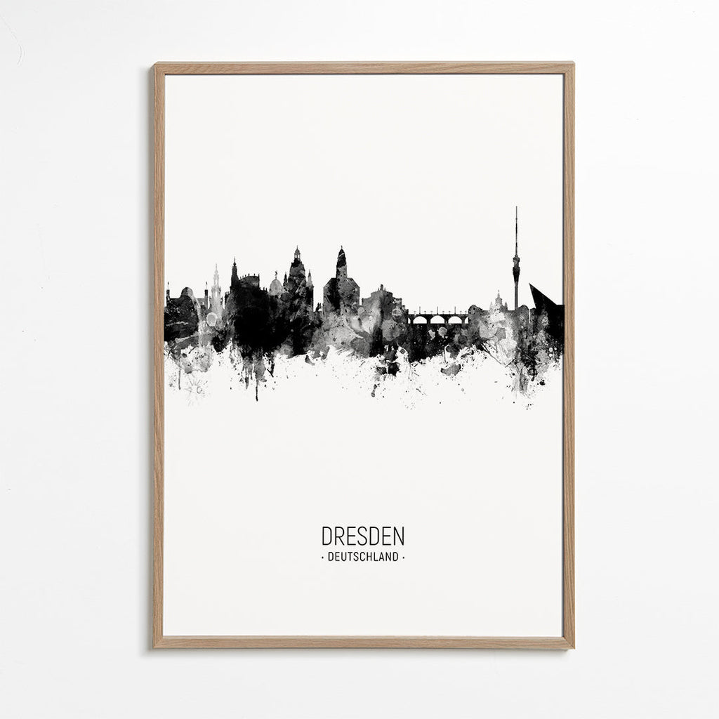 Plakat miasta Drezno w tuszu