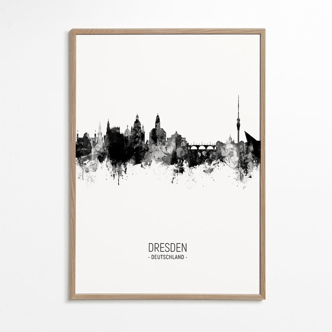 Plakat miasta Drezno w tuszu