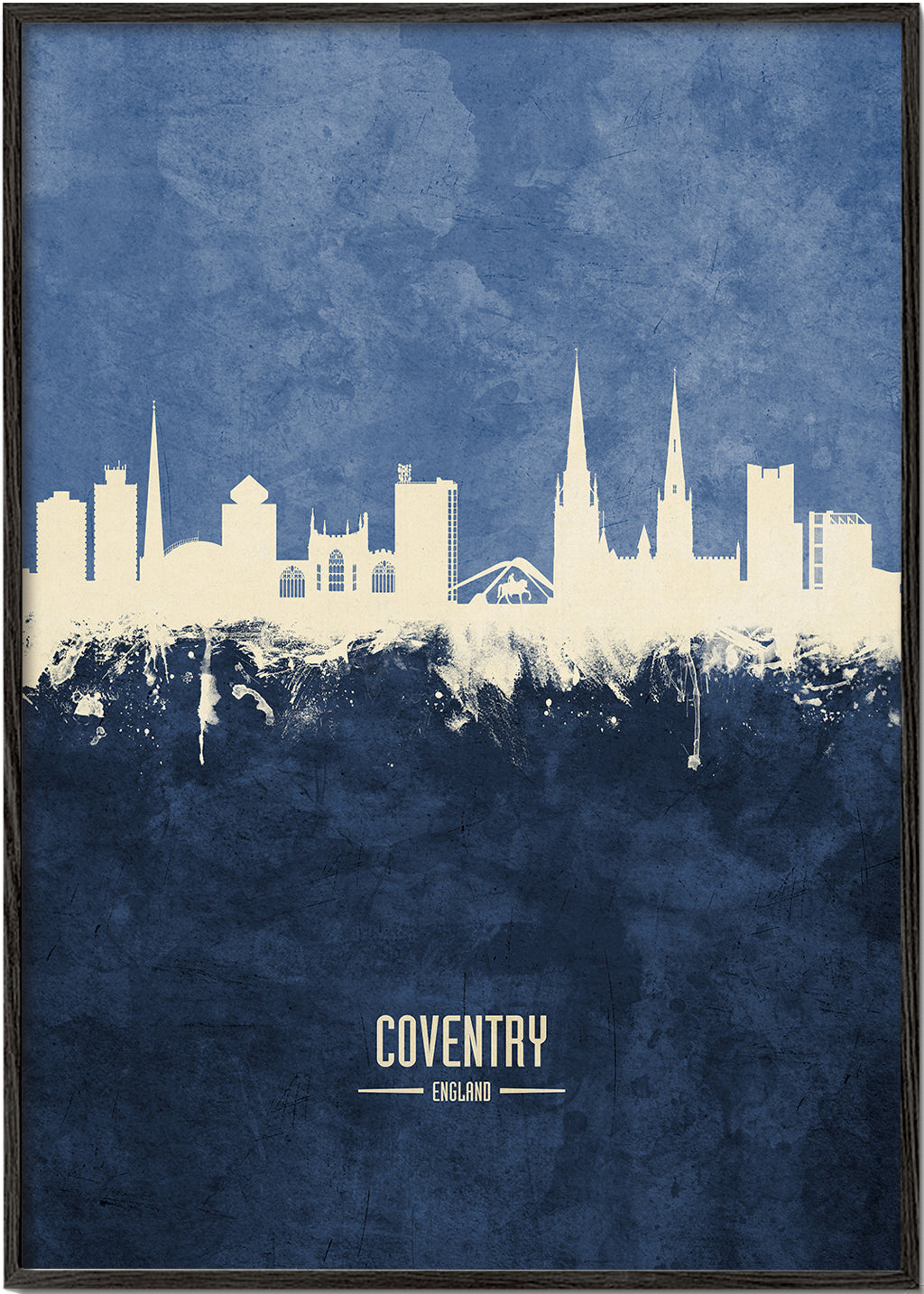 Sztuka do miasta Coventry niebieska sylwetka