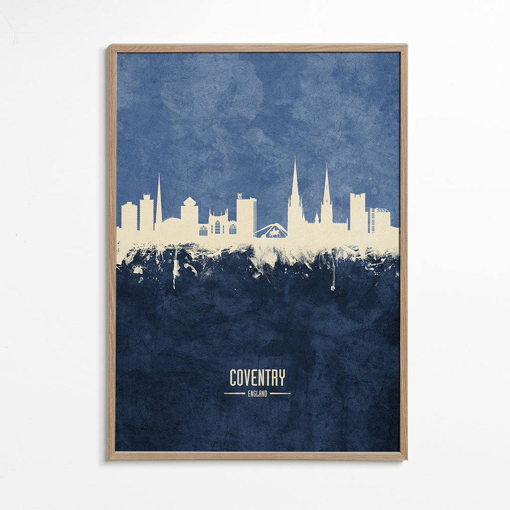 Sztuka do miasta Coventry niebieska sylwetka
