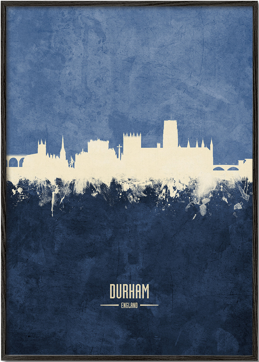 Plakat miasta Durham skyline w niebieskim