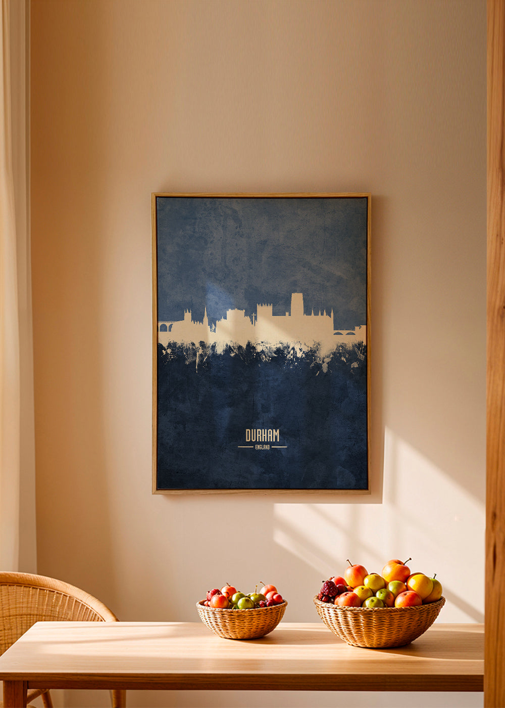 Plakat miasta Durham skyline w niebieskim