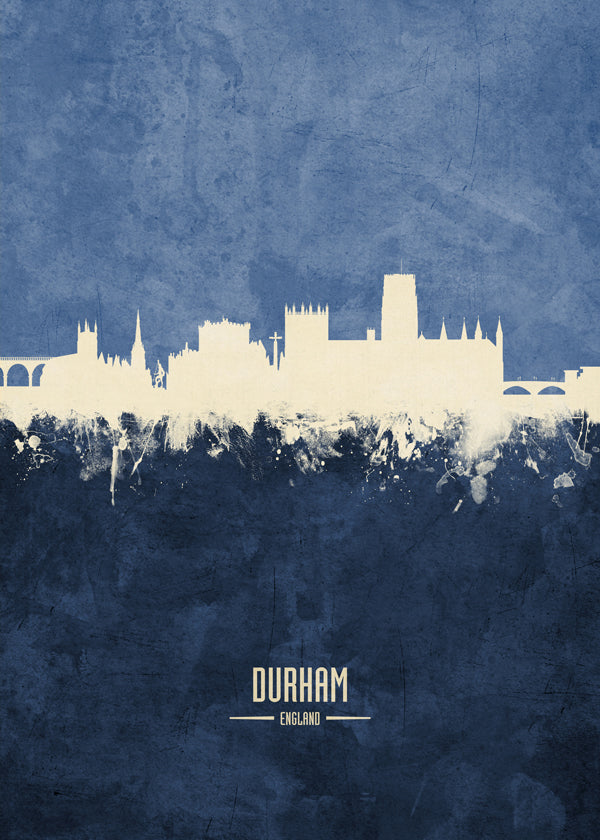 Plakat miasta Durham skyline w niebieskim