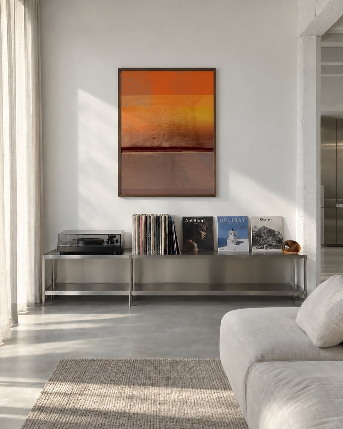 Organic Stack In Orange Brown 2 - Framed poster in an interior