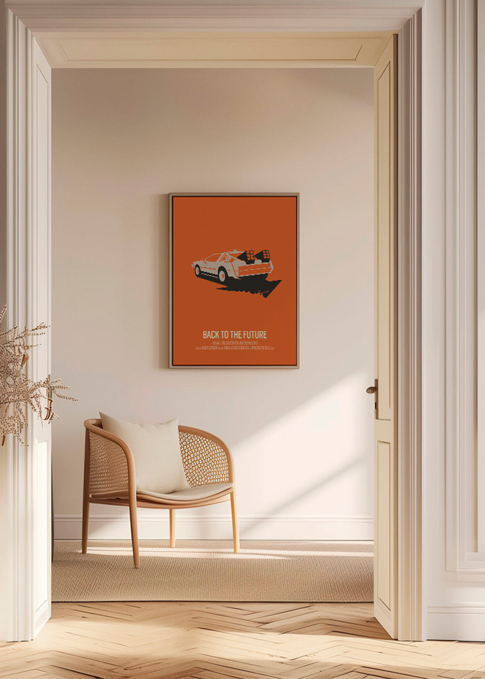 Vintage plakat DeLorean pomarańczowy