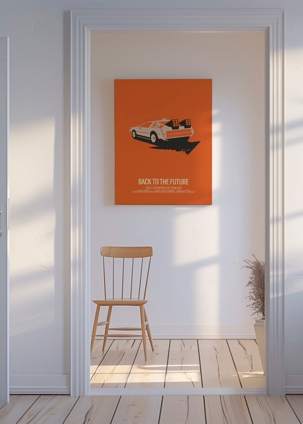 Vintage plakat DeLorean pomarańczowy