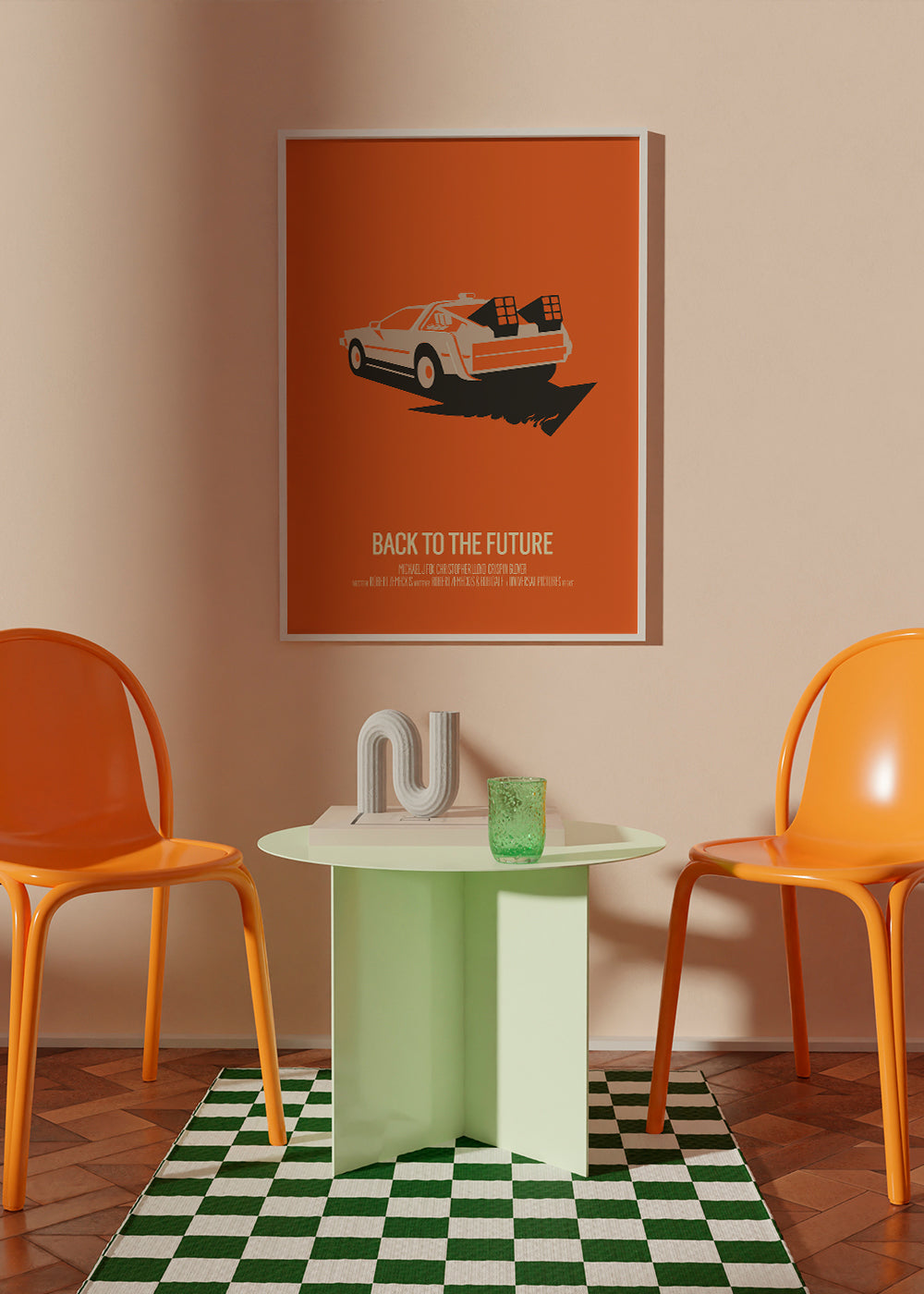 Vintage plakat DeLorean pomarańczowy