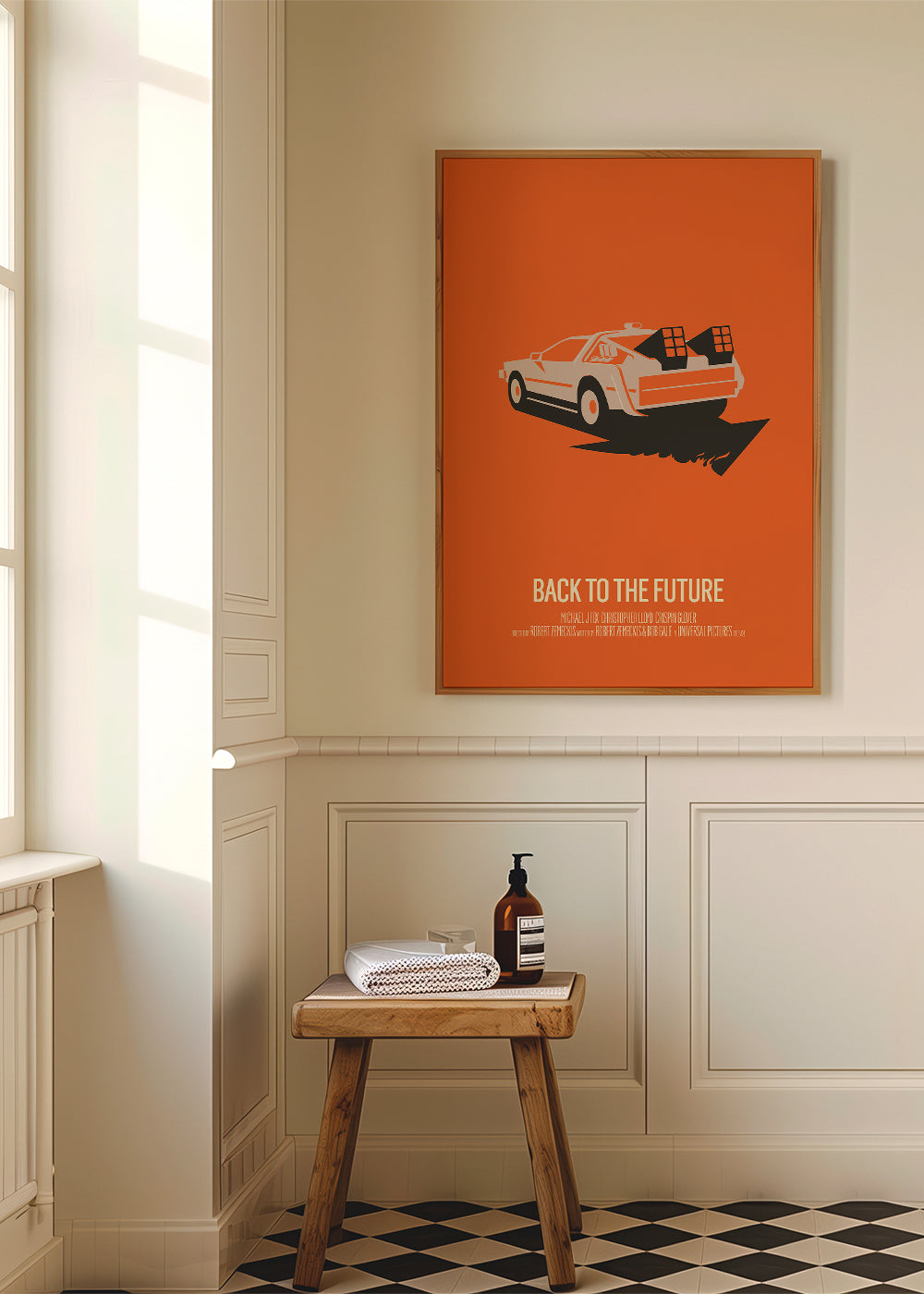 Vintage plakat DeLorean pomarańczowy