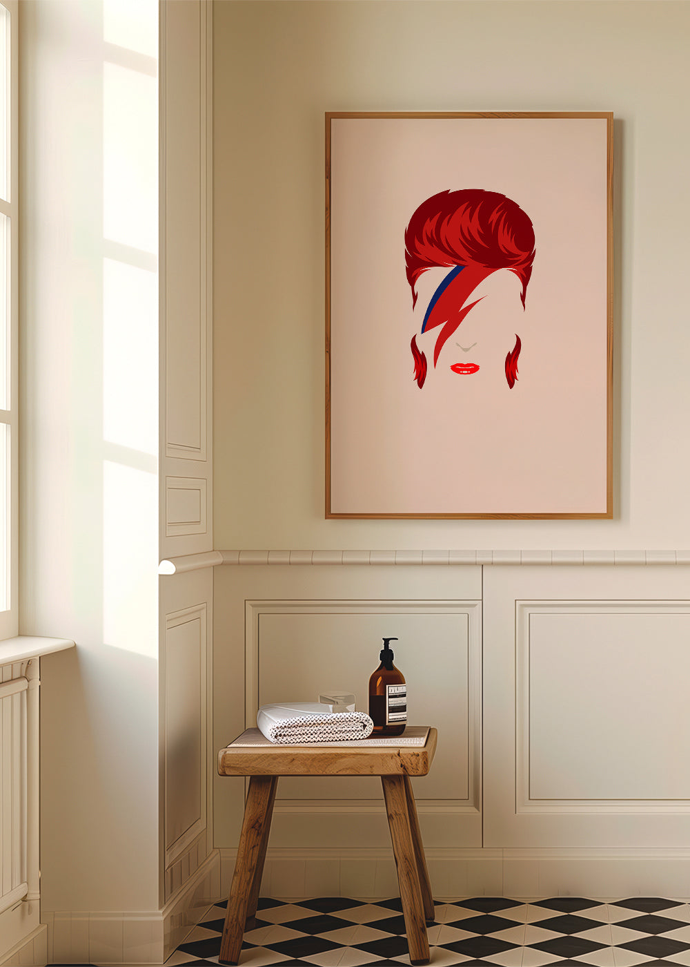 Ilustracja pop portret z motywem błyskawicy