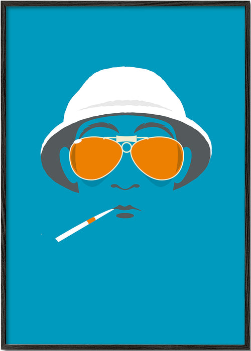 Ilustracja portretowa w stylu pop z pomarańczowymi okularami