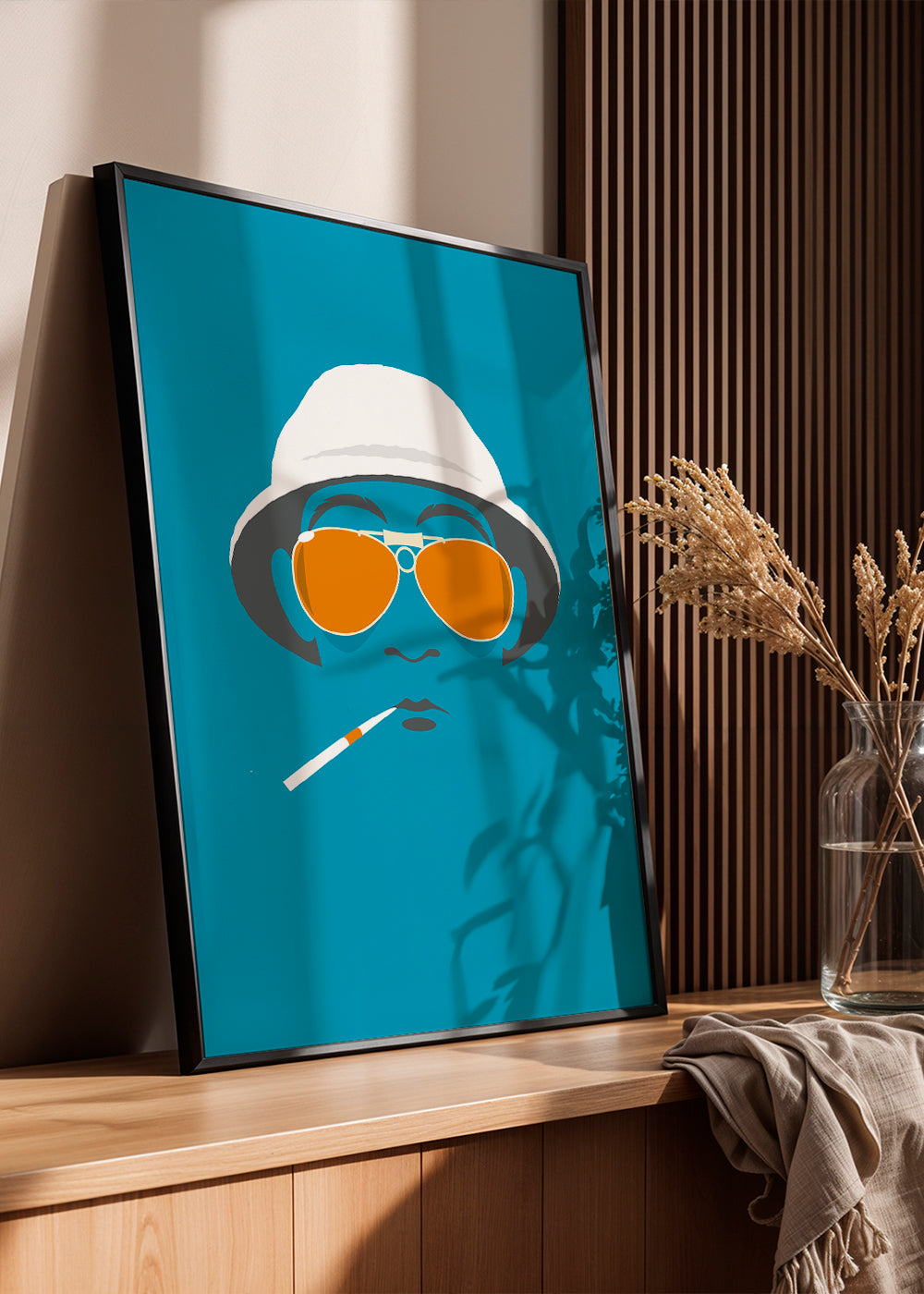 Ilustracja portretowa w stylu pop z pomarańczowymi okularami
