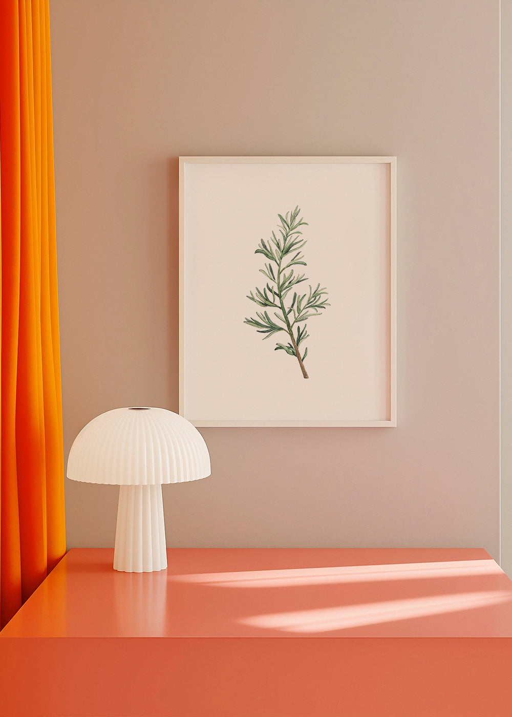 Plakat botaniczny: gałązka rozmarynu akwarela