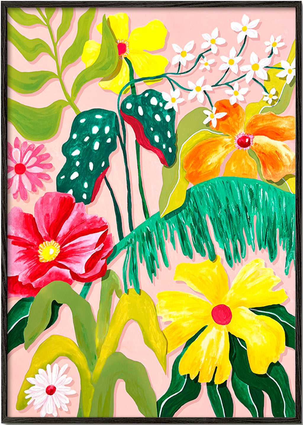 Plakat botaniczny z kolorowymi kwiatami