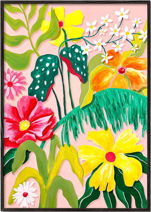 Plakat botaniczny z kolorowymi kwiatami