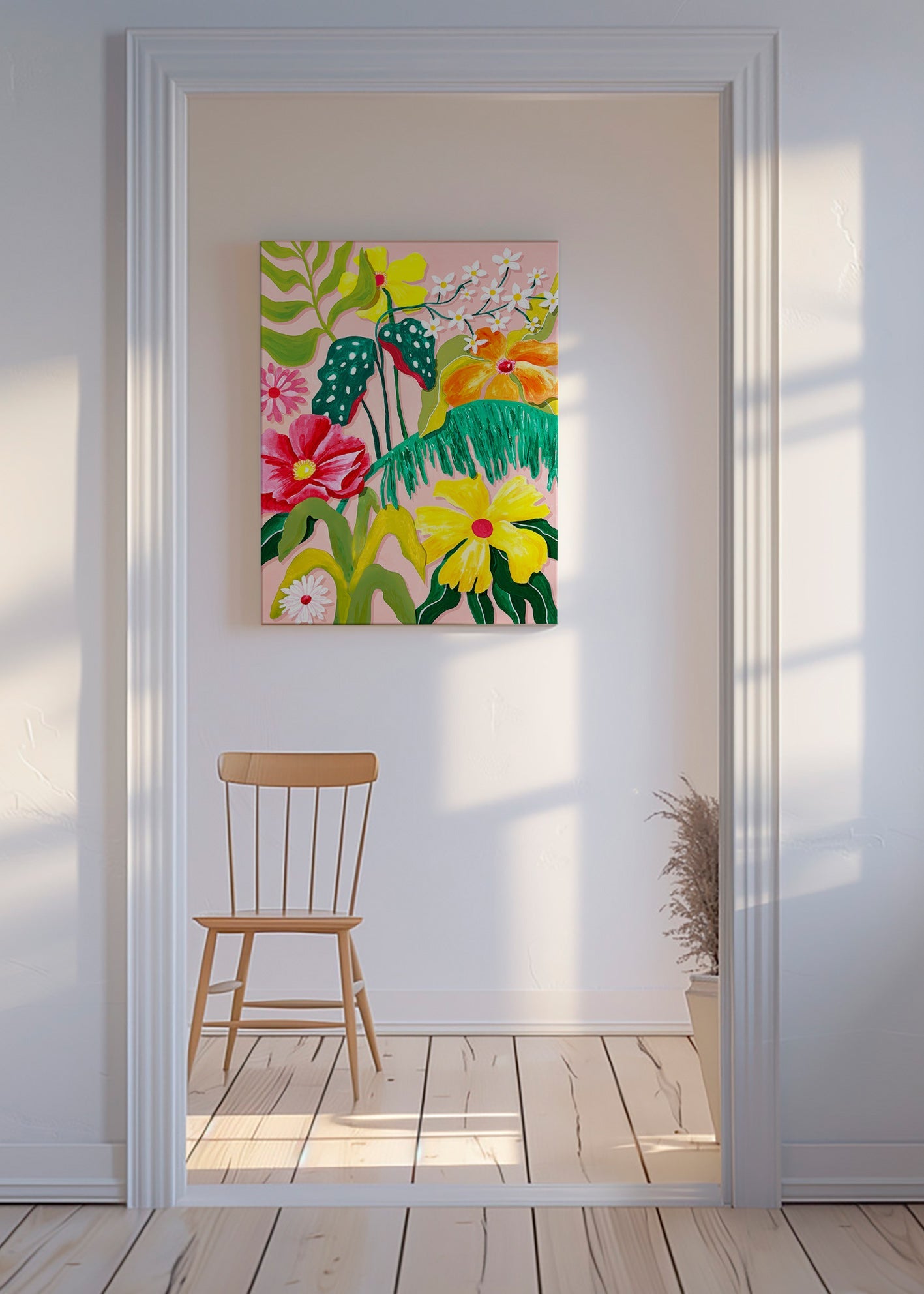 Plakat botaniczny z kolorowymi kwiatami