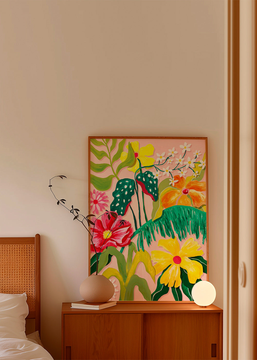 Plakat botaniczny z kolorowymi kwiatami